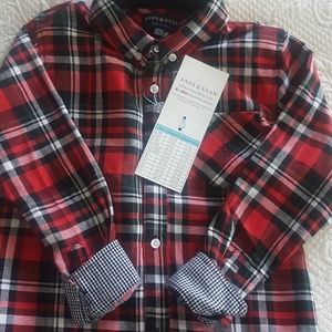 BOYS - youth flannel plaid shirt with checked cuff